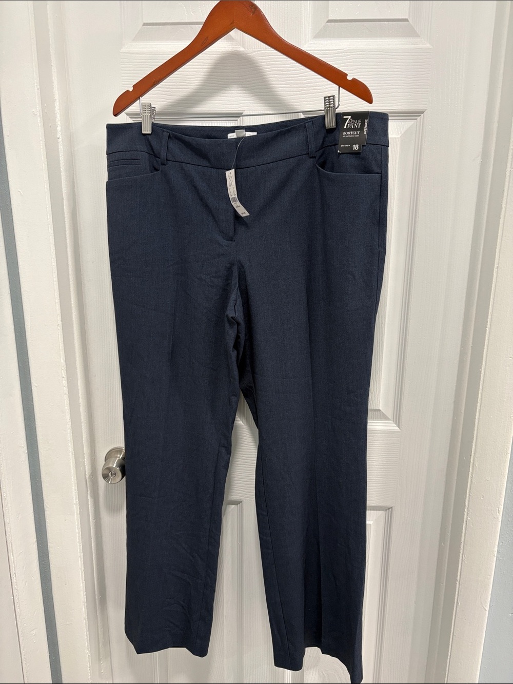 7th Avenue Navy Bootcut Straight Trousers